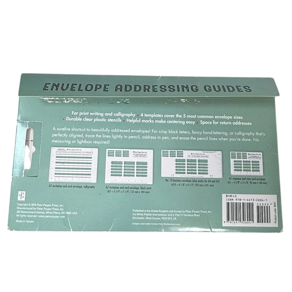 Peter Pauper Press Envelope Addressing Guides 4‎ Clear Plastic Stencils 6041